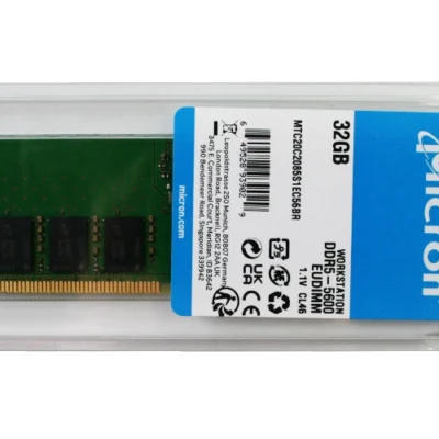 Pamięć RAM 1x 32GB Micron ECC UNBUFFERED DDR5 2Rx8 5600MHz PC5-44800 UDIMM | MTC20C2085S1EC56BR
